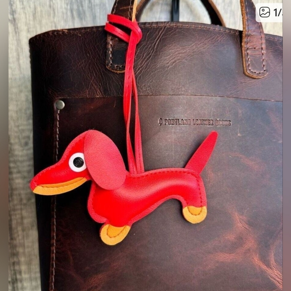 Dachshund Dog Bag Charm- Red with Tan accents - Picture 2 of 7